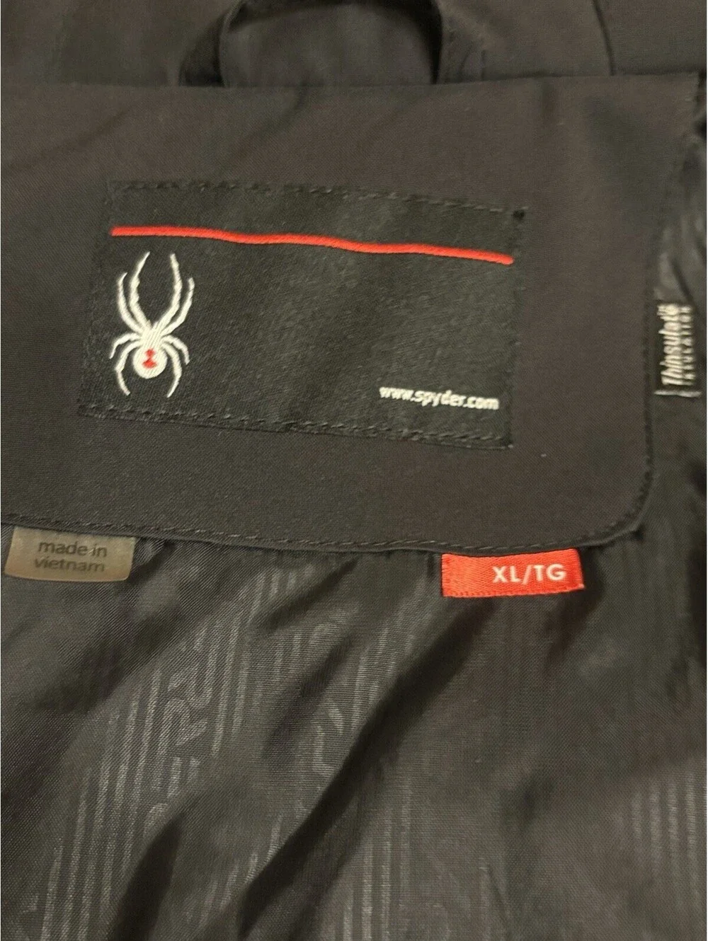 Spyder F12 Ski Snowboard Jacket Men’s Black Red Hooded Waterproof Size XL